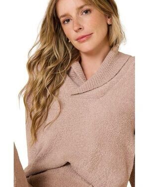 Softies Women's Natural Ultra-Marshmallow Shawl Collar Pullover Top Size Small